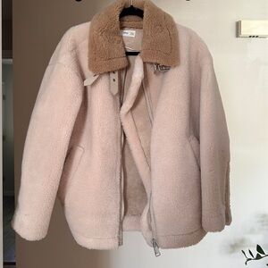 Mango beige teddy jacket in XS